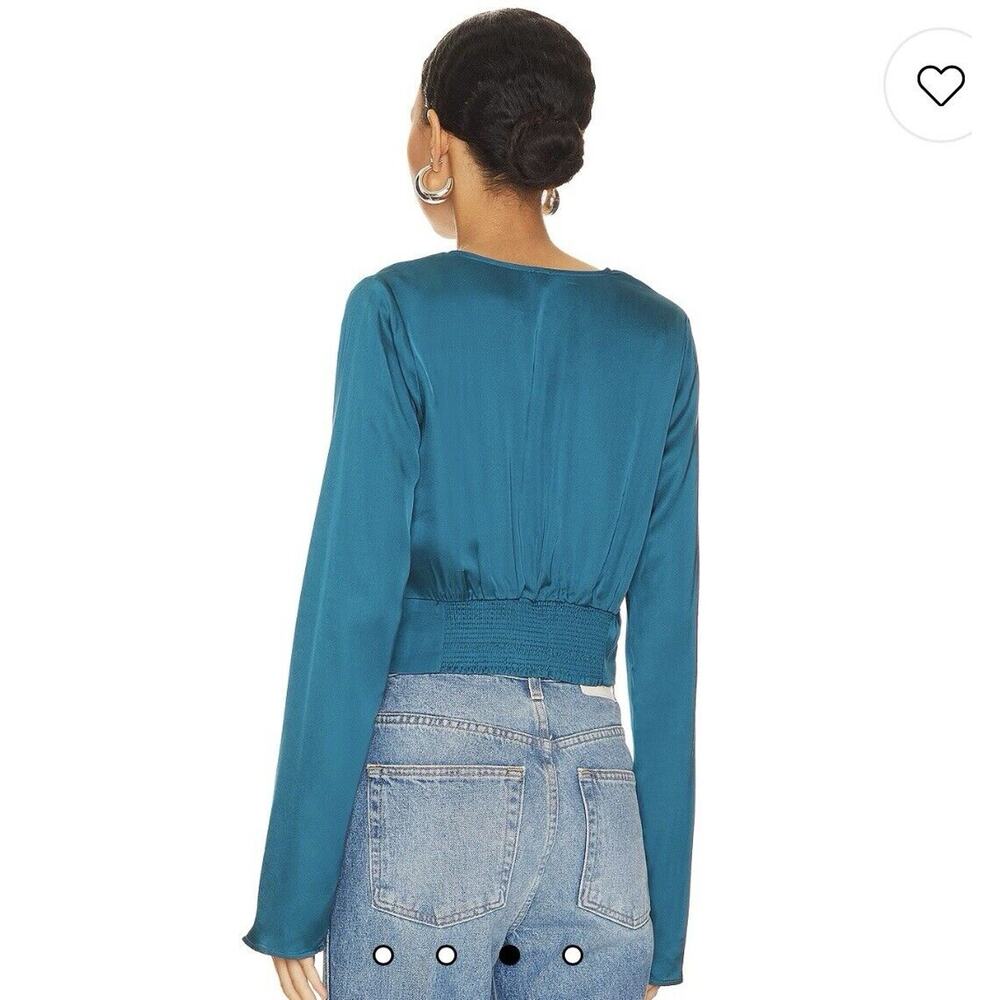 NWT Size XS Free People Miraya Twist Satin Crop Top Corsair Teal Blue REVOLVE - Picture 3 of 10